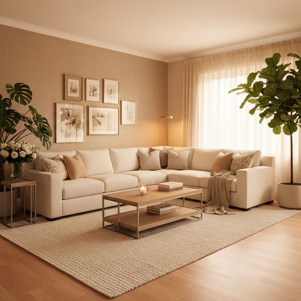 Beautiful modern living room after AI room design transformation