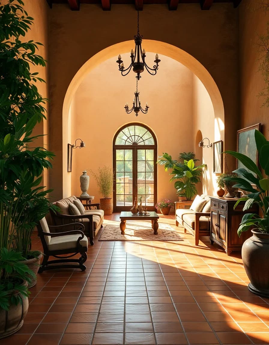 Mediterranean style AI interior design with terracotta and warm tones